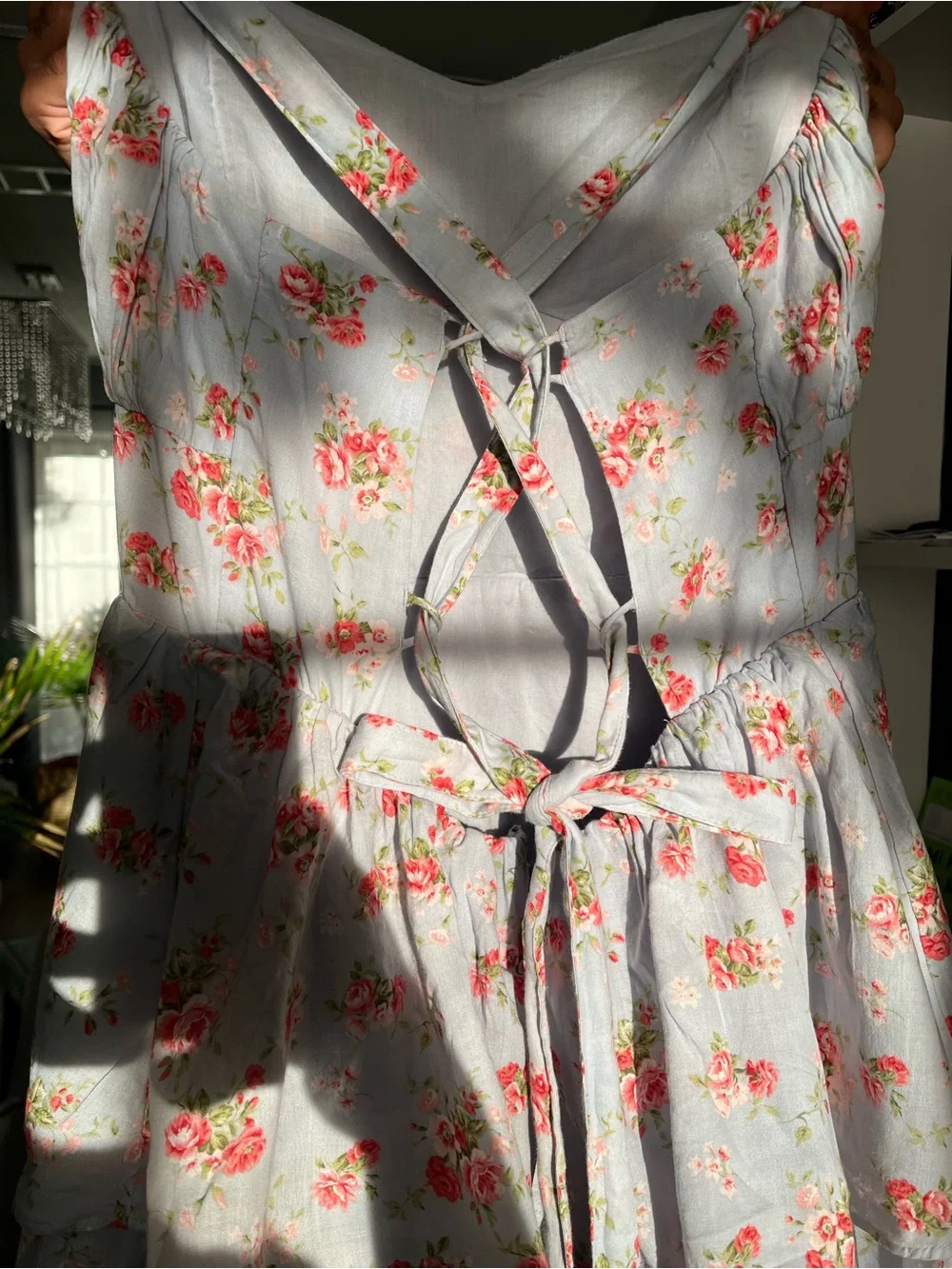 Abercrombie & Fitch Light Blue Floral Tiered Maxi Dress L